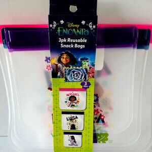 2022 DISNEY ENCANTO ORIGINAL WASHABLE 3 PACK REUSABLE SNACK BAGS ASSORTED SIZES
